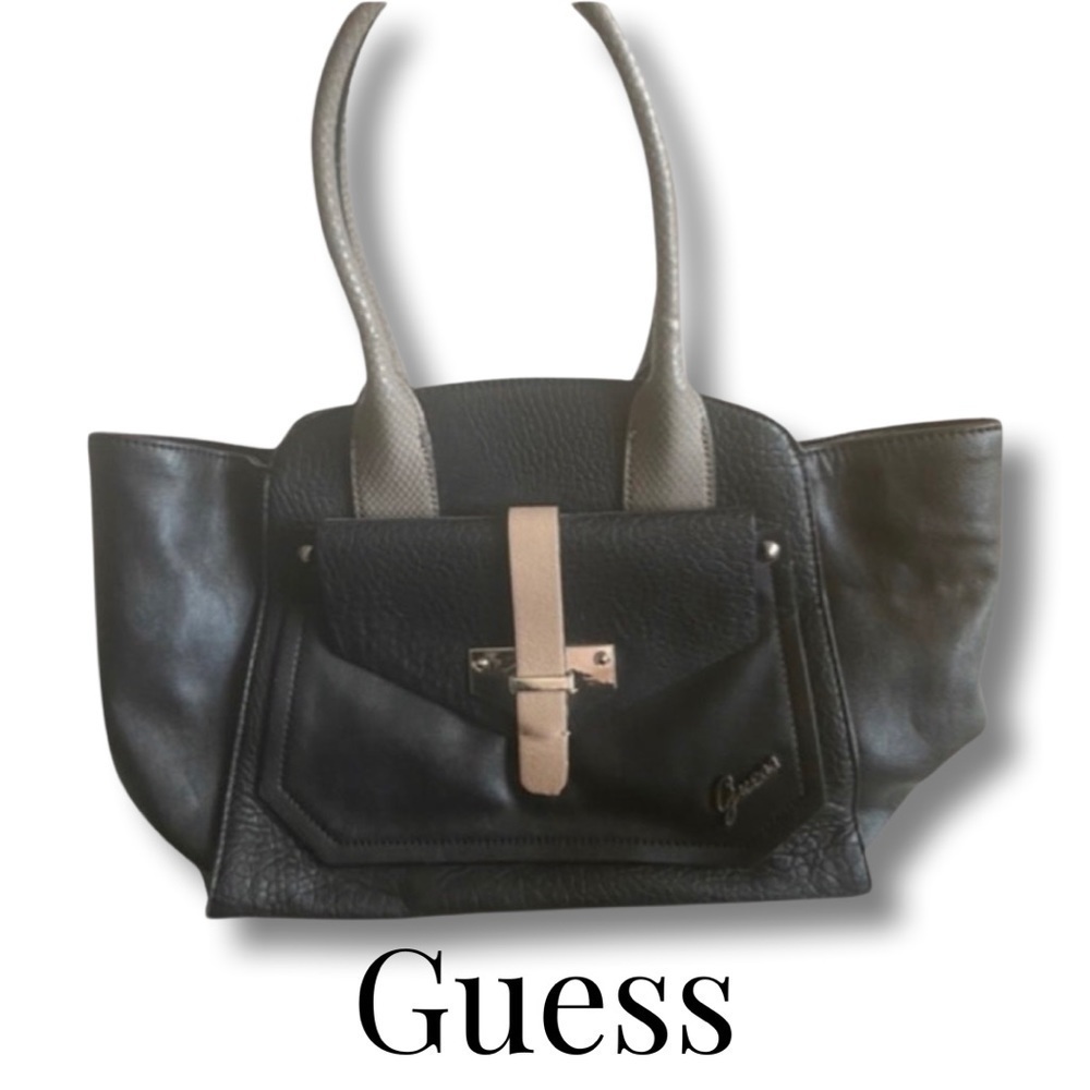Guess Black & Tan Snake Print Tote Purse
